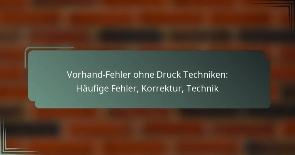 Vorhand-Fehler ohne Druck Techniken: Häufige Fehler, Korrektur, Technik