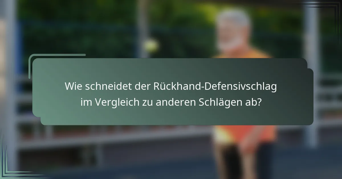 Wie schneidet der Rückhand-Defensivschlag im Vergleich zu anderen Schlägen ab?